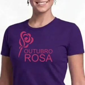 1 Camiseta Roxa Baby Look Feminina Outubro Rosa mlc