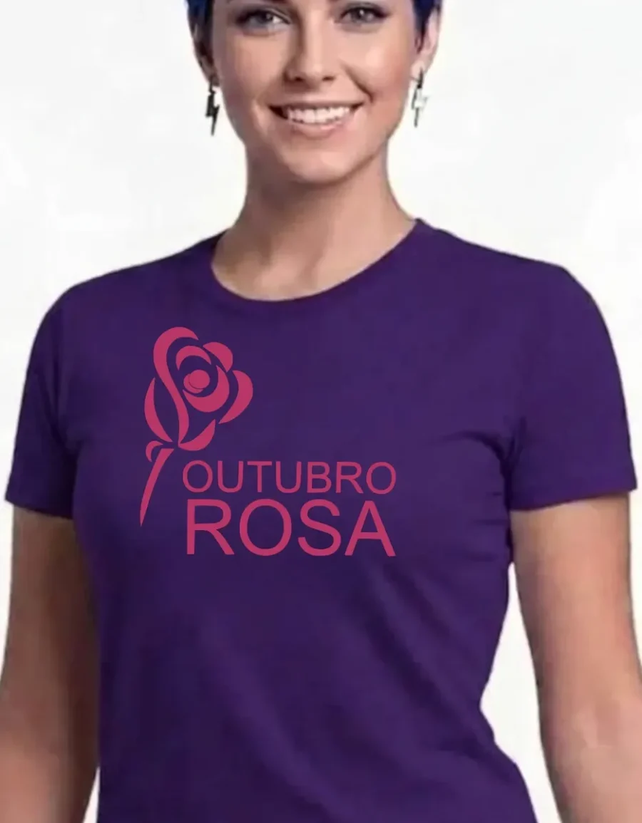 Camiseta Roxa Baby Look Feminina Outubro Rosa mlr