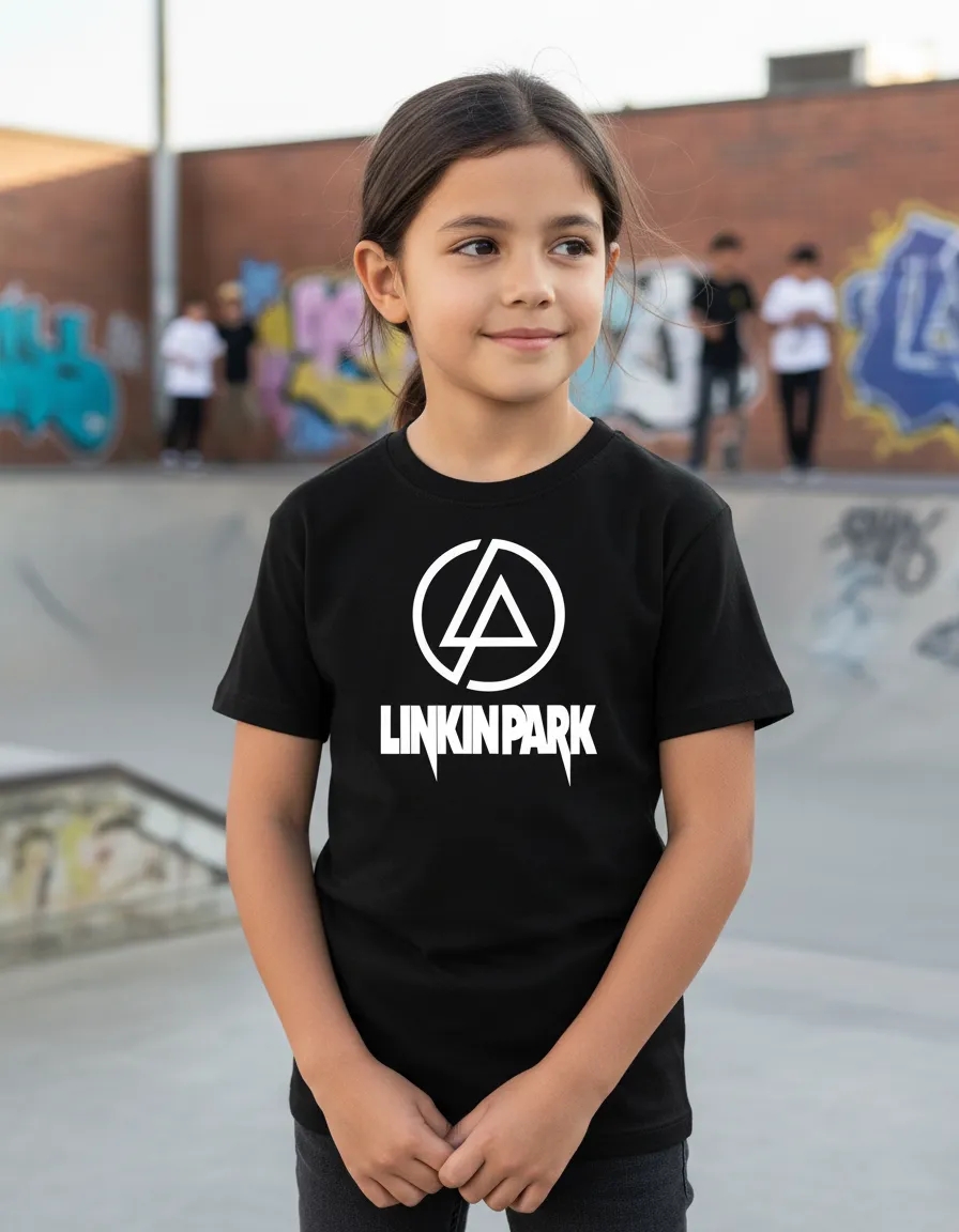 1 Camiseta Preta Infantil Unissex Linkin Park mlr