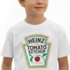 Camiseta Branca Manga Curta Unissex Infantil Ketchup Heinz mlr