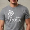 Camiseta Cinza Tradicional Adulto Unissex Outubro Rosa mlc