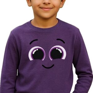 1 Camiseta Roxa Manga Longa Infantil Unissex Bolofofos mlc