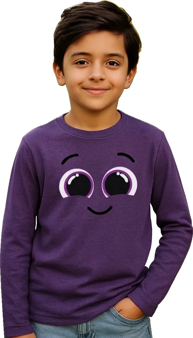 Camiseta Roxa Manga Longa Infantil Unissex Bolofofos mlr