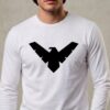 1 Camiseta Branca Adulto Preta Manga Longa Silk Screen Asa Noturna mlr
