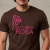 Camiseta Marrom Tradicional Adulto Unissex Outubro Rosa mlc