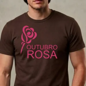 1 Camiseta Marrom Tradicional Adulto Unissex Outubro Rosa mlc