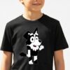 1 Camiseta Preta Infantil Personagem Mackenzie Bluey Amarela mlc