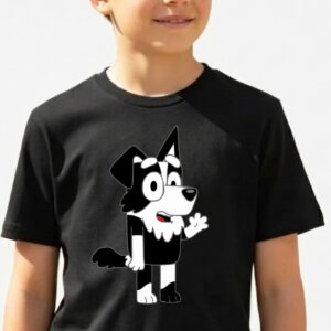 1 Camiseta Preta Infantil Personagem Mackenzie Bluey Amarela mlc
