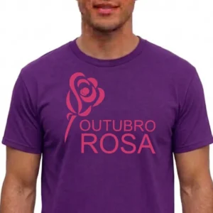 1 Camiseta Roxa Tradicional Adulto Unissex Outubro Rosa mlc