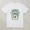 Camiseta Branca Manga Curta Unissex Infantil Ketchup Heinz mlr