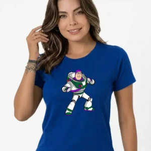 1 Camiseta Azul Mang Curt Baby Look Branca Buzz Lightyear Toy Story mlc