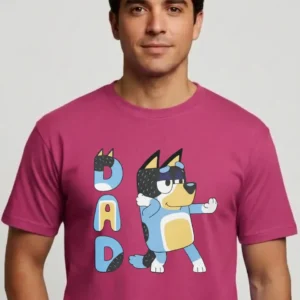 Camiseta Rosa Masculina R&c Pai Bluey Bandit Tradicional mlc