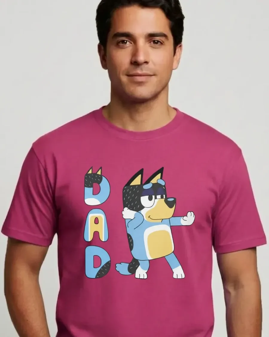 Camiseta Rosa Masculina R&c Pai Bluey Bandit Tradicional mlc
