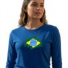 Camiseta Baby Look Manga Longa Azul Copa ( Meu Brasil ) mlc