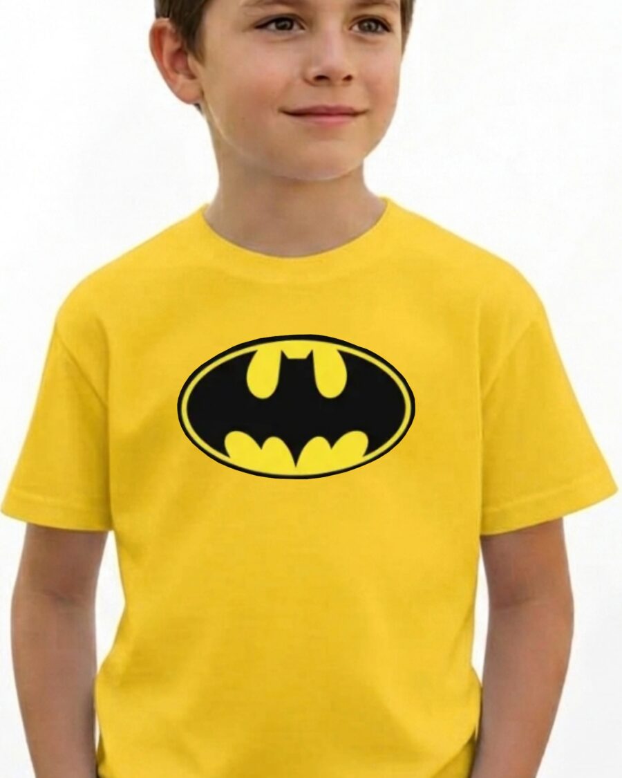 Camiseta Amarela Infantil Batman Heroi mlr