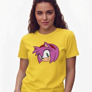 1 Camiseta Amarela Baby Look Amy Rose Sonic mlc