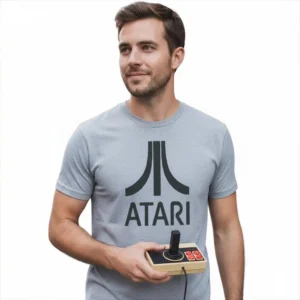 Camiseta Malha Pv Adulto Cinza Silk Screen Atari mlc