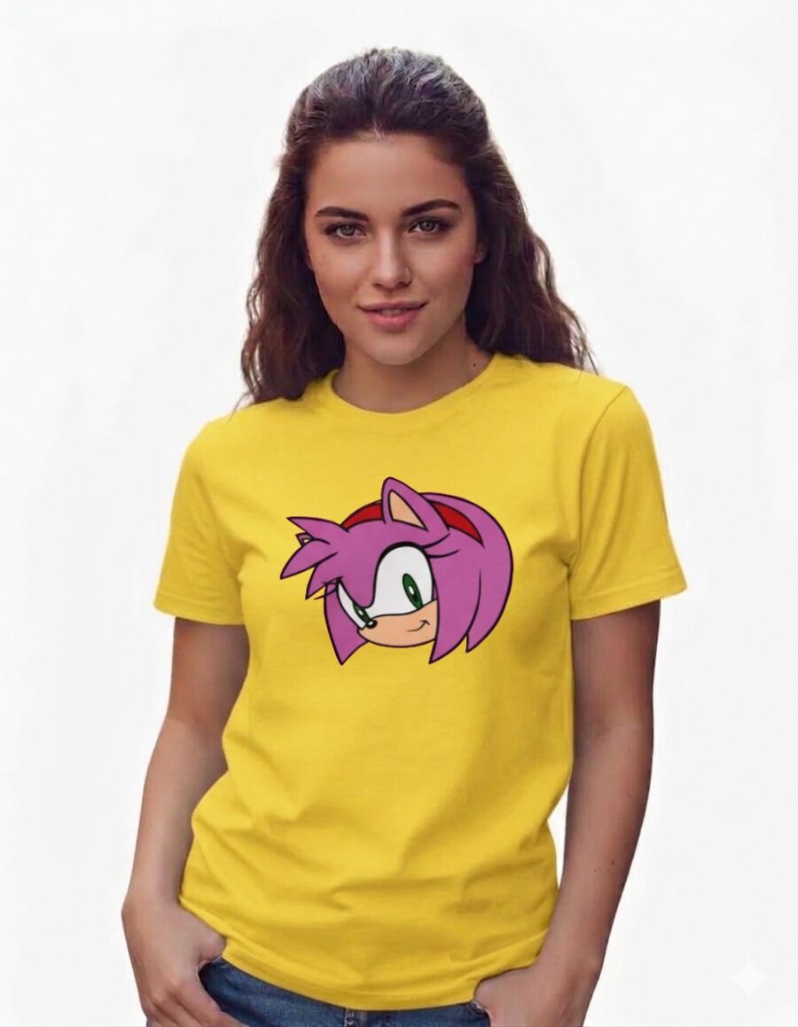 Camiseta Amarela Baby Look Amy Rose Sonic mlc