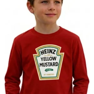 1 Camiseta Vermelha Manga Longa Infantil Mostarda mlr