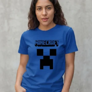 1 Camiseta Azul Manga Curta Baby Look Feminina Preta Minecraft mlr