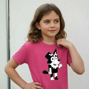 1 Camiseta Rosa Manga Curta Infantil Bluey Mackenzie mlc