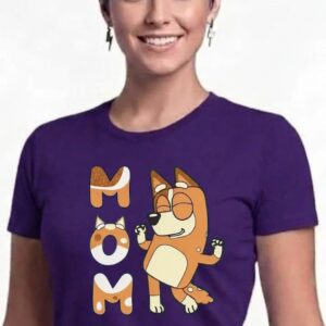 1 Camiseta Roxa Baby Look Bluey Mãe spe