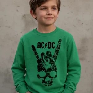 1 Moletom Flanelado Verde Infantil Ac/dc Highway To Hell mlr