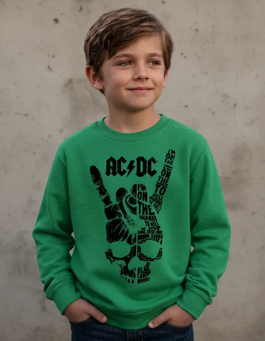 Moletom Flanelado Verde Infantil Ac/dc Highway To Hell mlr