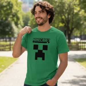 10 Camiseta Green Manga Curta Adulto Unissex Verde Minecraft mlr