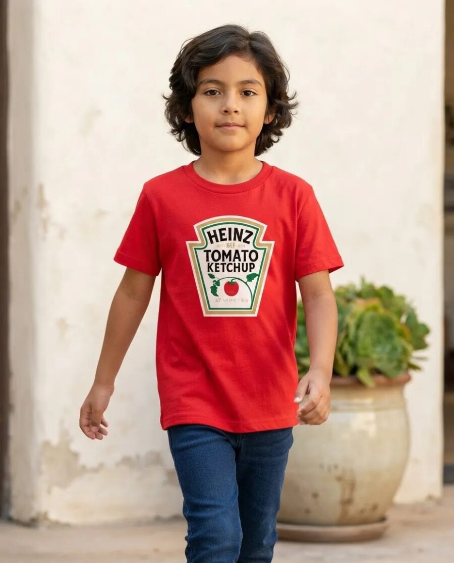Camiseta Vermelha Ketchup E Mostarda ( Infantil ) mlca