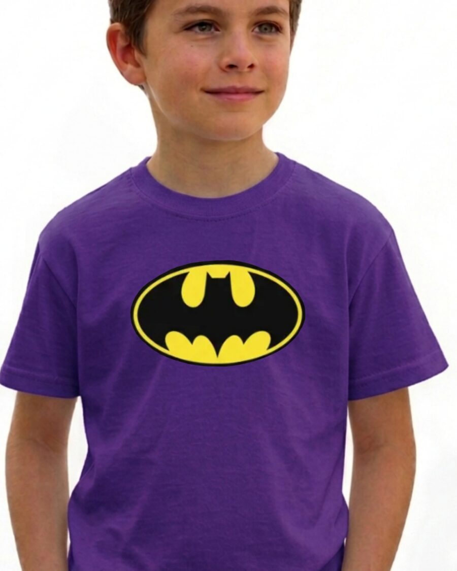 Camiseta Roxa Infantil Batman Heroi mlr