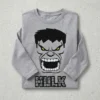 Camiseta Cinza Manga Comprida Longa Infantil Incrivel Hulk Verde mlc