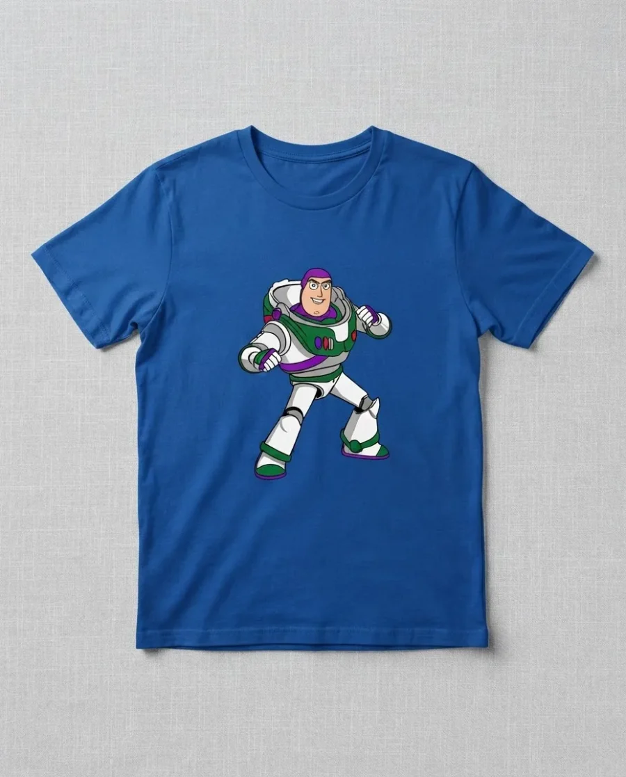 Camiseta Azul Mang Curt Baby Look Branca Buzz Lightyear Toy Story mlc