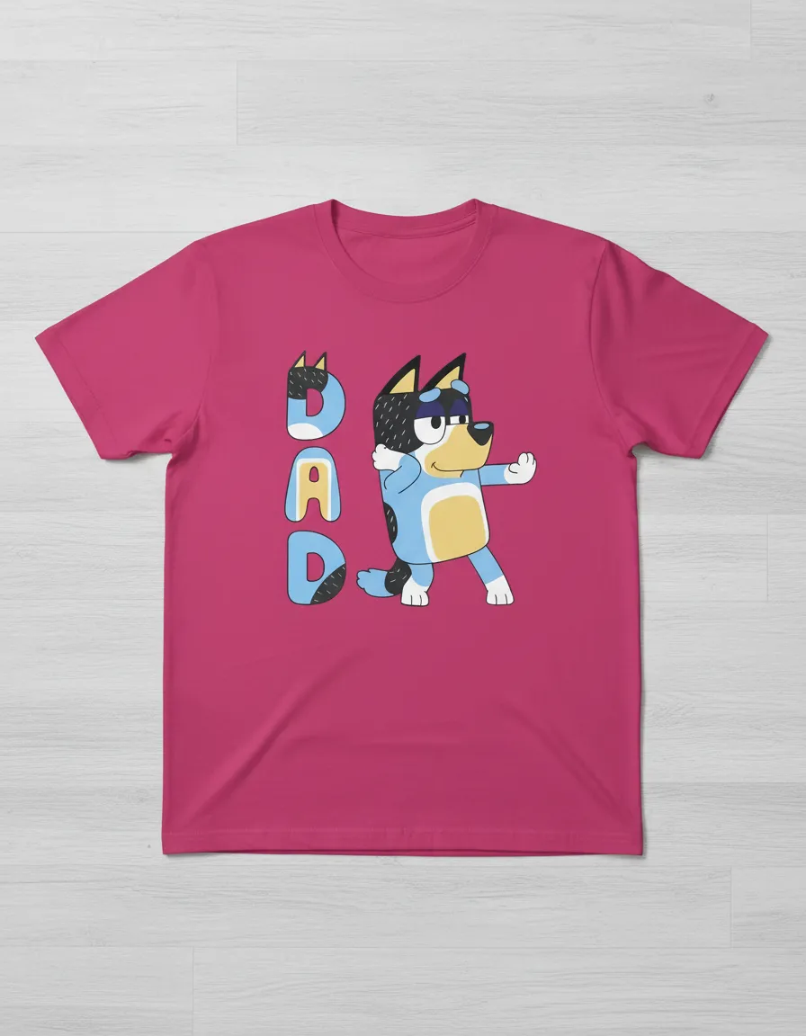Camiseta Rosa Masculina R&c Pai Bluey Bandit Tradicional mlc