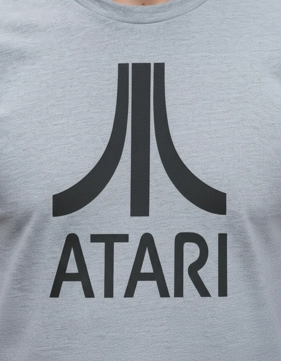 2 Camiseta Malha Pv Adulto Cinza Silk Screen Atari mlc