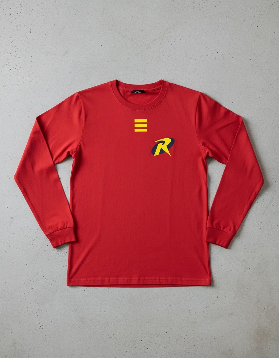 Camiseta Vermelha Manga Longa Baby Look Feminina Robin Dc Comics mlr