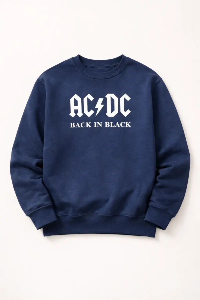 2 Blusa Moletom Infantil Ac/dc Back In Black Azul mlc