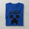 Camiseta Azul Manga Curta Baby Look Feminina Preta Minecraft mlr