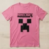 Camiseta Rosa Manga Curta Baby Look Feminina Azulroyal Minecraft mlc