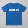 Camiseta Azul Manga Curta Preta Infantil Unissex Free Fire mlr