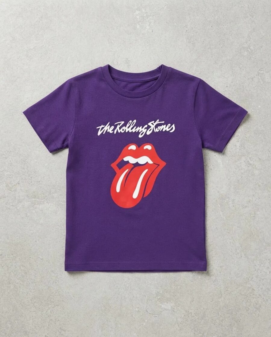 2 Camiseta Roxa Infantil Unissex Rolling Stones Logo Banda Rock mlc