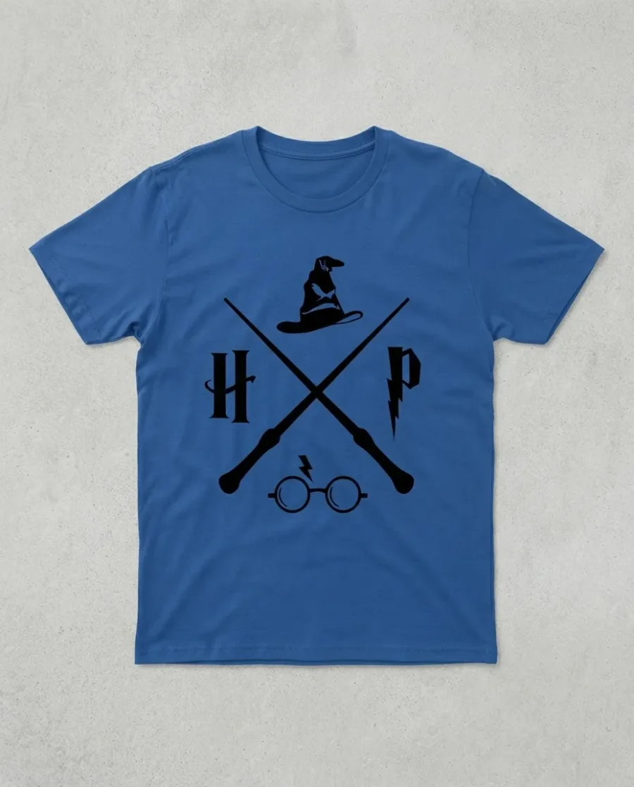 Camiseta Azul Infantil Unissex Harry Potter mlc