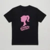 Camiseta Preta Manga Curta Adulto Unissex Rosa Barbie mlc