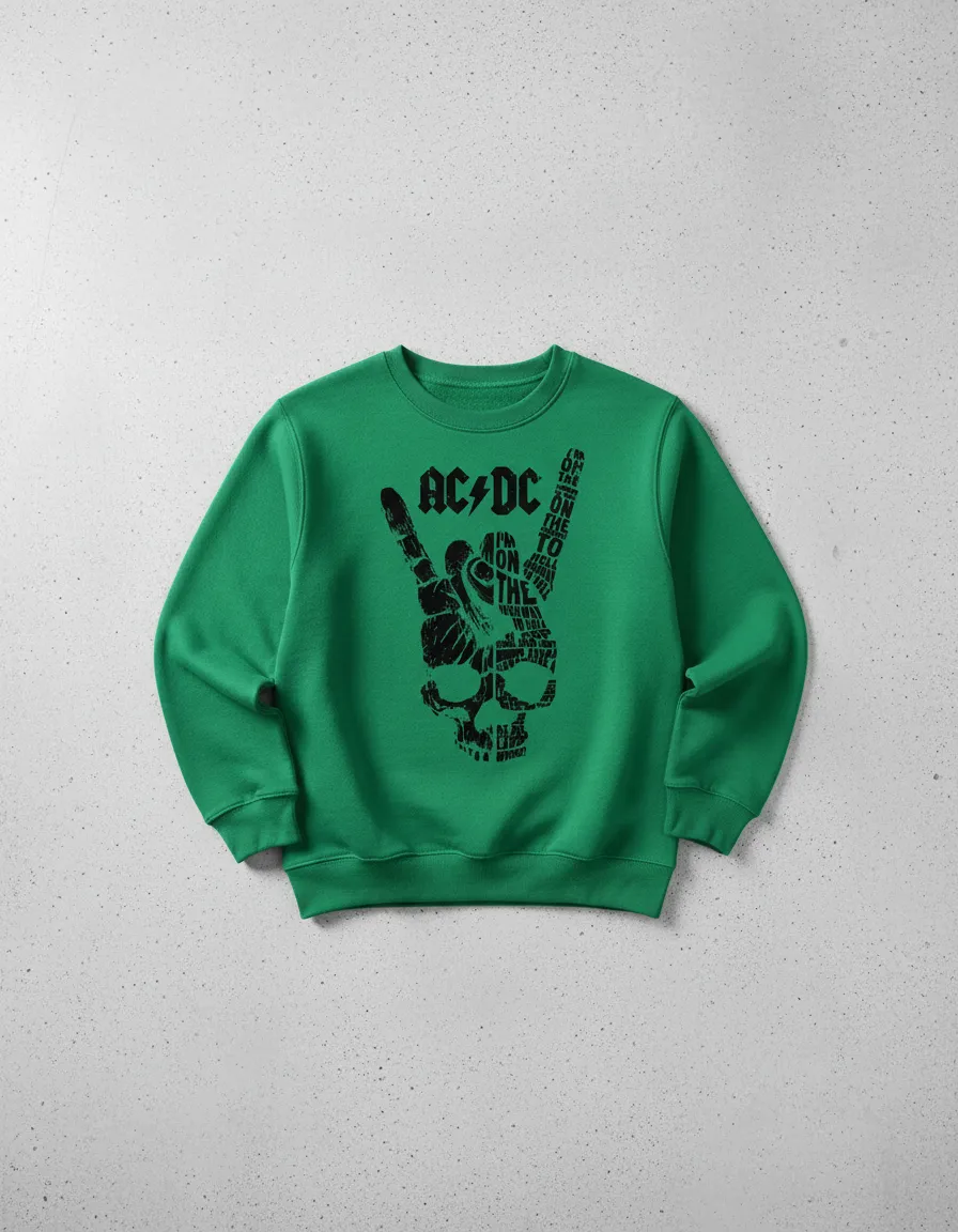 Moletom Flanelado Verde Infantil Ac/dc Highway To Hell mlr