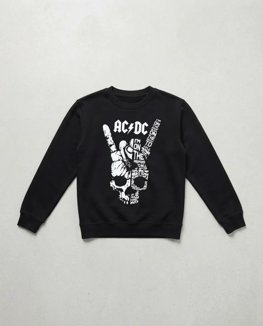Moletom Preto Flanelado Verde Infantil Ac/dc Highway To Hell mlr