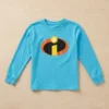 Camiseta Azul Turquesa Ls Infantil Os Incríveis mlc