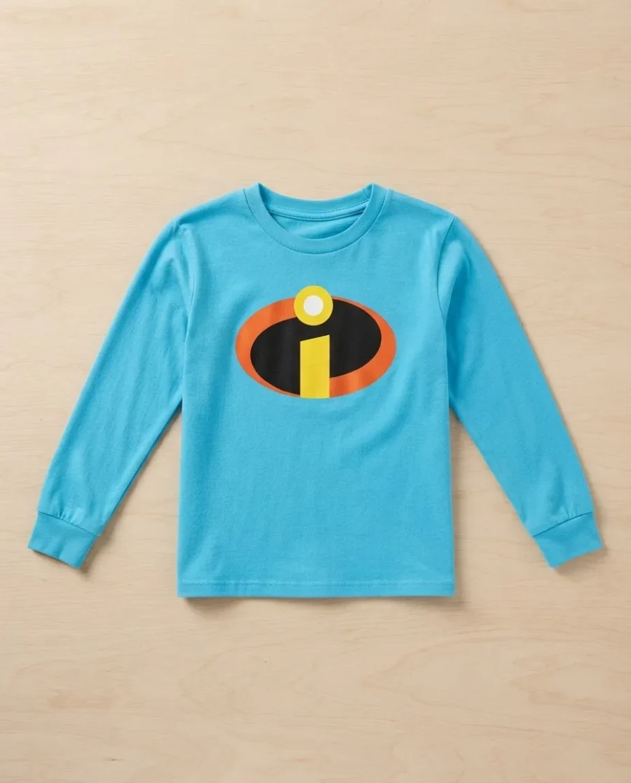 Camiseta Azul Turquesa Ls Infantil Os Incríveis mlc
