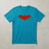 Camiseta Azul Turqueza Ss Adulto Capuz Vermelho mlr