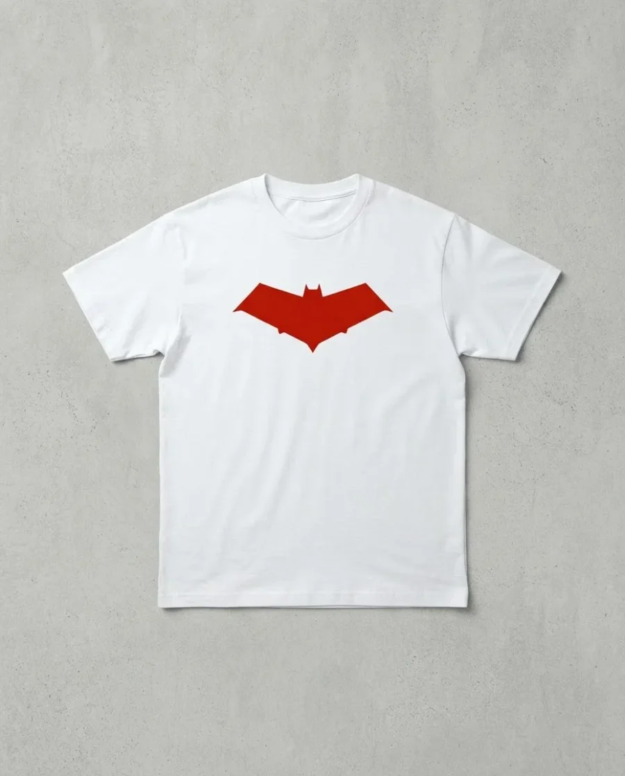 Camiseta Branca Ss Adulto Capuz Vermelho mlca