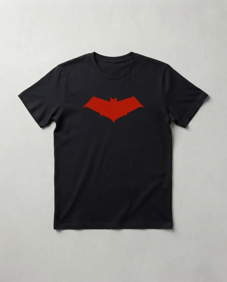 Camiseta Preta Ss Adulto Capuz Vermelho mlc